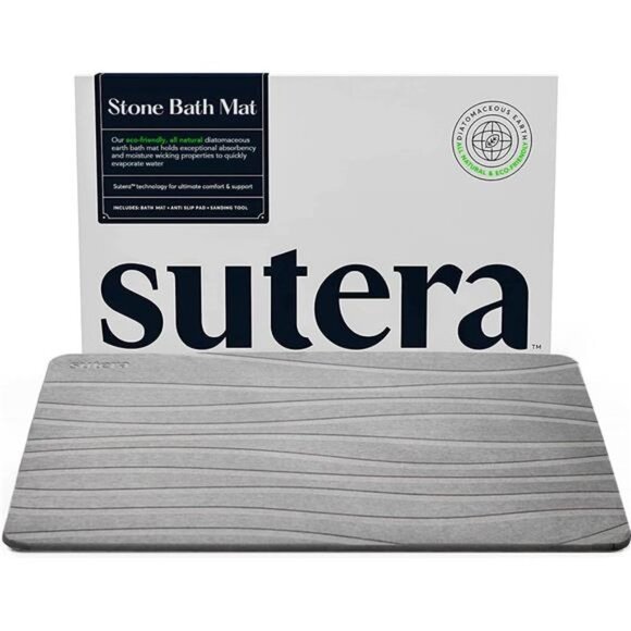 Stone Bath Mat, Diatomaceous Earth Shower Mat, Non-Slip Super Absorbent